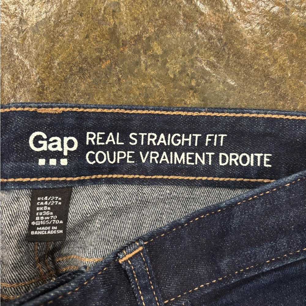 GAP Women's Dark Blue Straight Leg Jeans - Picture 3 of 3